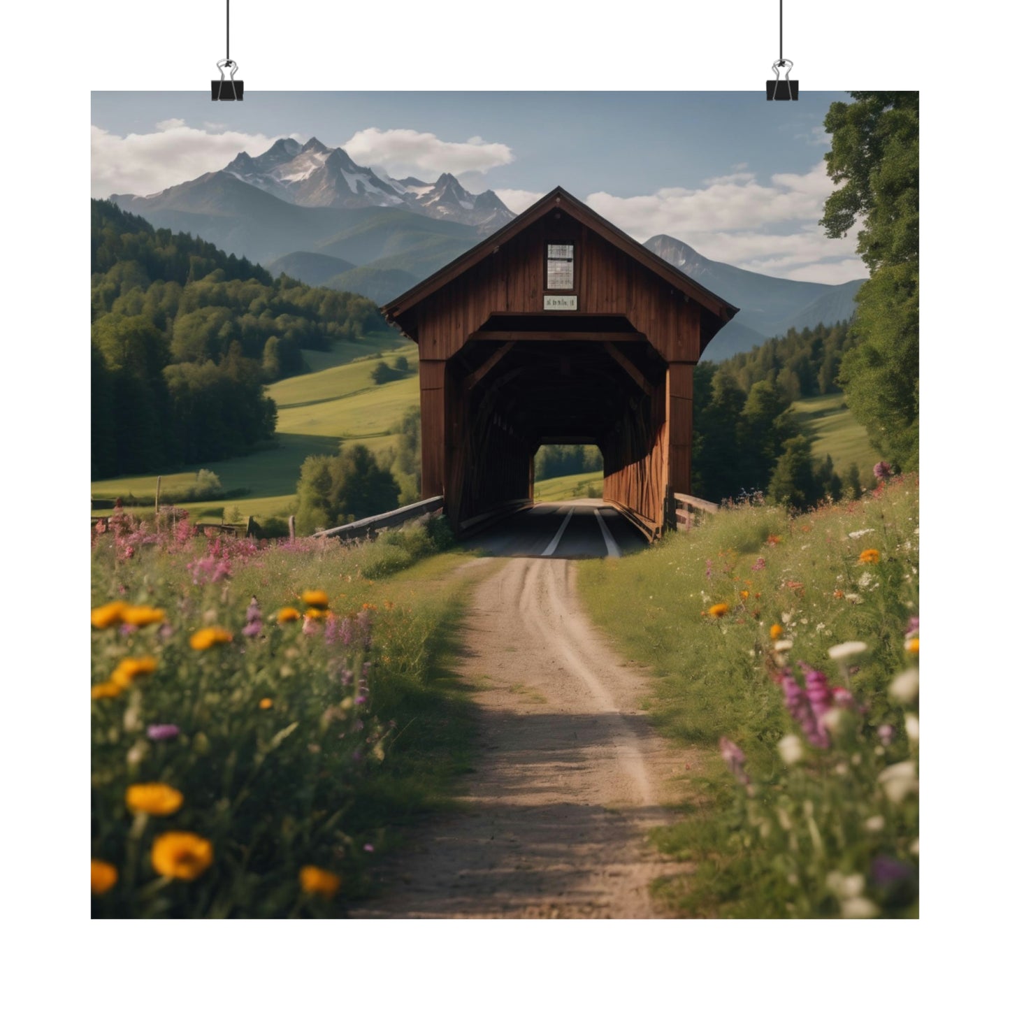 Covered bridge print, Covered bridge poster, country road poster, Nature inspired poster, rustic covered bridge poster
