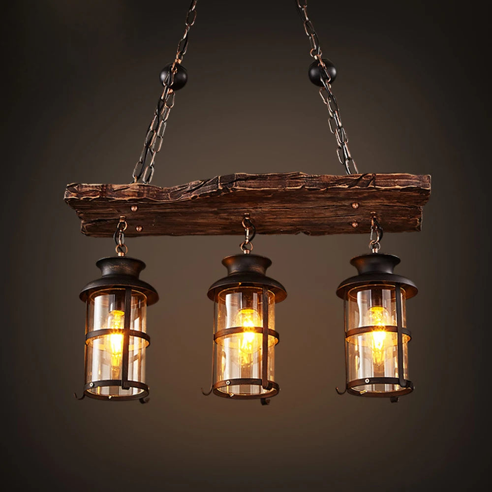 Wood Rustic Chandelier Hanging Light