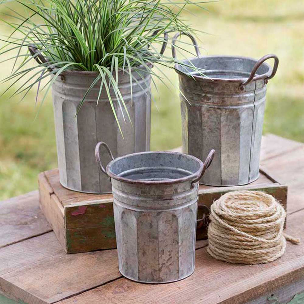 View Larger Set of Three Tall Garden Pails